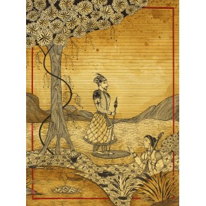 Rohail Ghouri, 18 X 24 Inch, Tea Wash & Pointer on Wasli, Miniature Painting, AC-RG-038